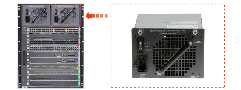 PWR-C45-1300ACV installed in the switch